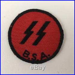 Vintage Boy Scout B. S. A. Red SS Lightning Bolt Patrol Patch