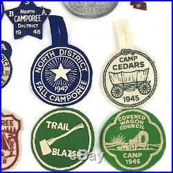 Vintage Boy Scout BSA Camp Felt Patches Nebraska With Neckerchief Slide