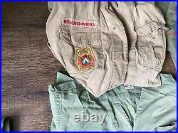 Vintage Boy Scout Lot Scouting Shirts Patches Hats Belts Eagle Sterling Medal