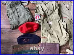 Vintage Boy Scout Lot Scouting Shirts Patches Hats Belts Eagle Sterling Medal