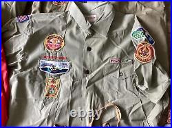 Vintage Boy Scout Lot Scouting Shirts Patches Hats Belts Eagle Sterling Medal