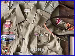 Vintage Boy Scout Lot Scouting Shirts Patches Hats Belts Eagle Sterling Medal