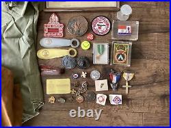 Vintage Boy Scout Lot Scouting Shirts Patches Hats Belts Eagle Sterling Medal