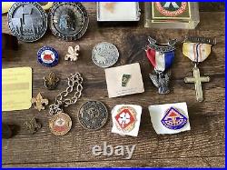 Vintage Boy Scout Lot Scouting Shirts Patches Hats Belts Eagle Sterling Medal