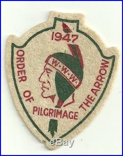 Vintage Boy Scout Patch 1947Pilgrimage Order Of The Arrow WWW Felt Echockotee200