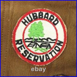 Vintage Boy Scout Patches Leather Vest 1950s BSA Hubbard Schiff Reservation