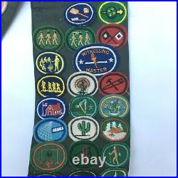 Vintage Boy Scout Sash 104 Patches 16 Pins Pathfinders Artisan Homemaking