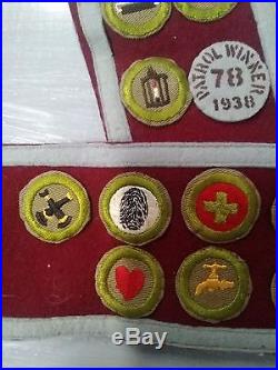 Vintage Boy Scout Sash Homemade 1938 1942 Patches Eagle Scout WWII era