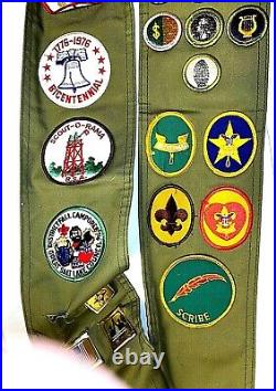 Vintage Boy Scout Sash Merit Badges, Rank, Activity, and Job Patches, Metal Pins