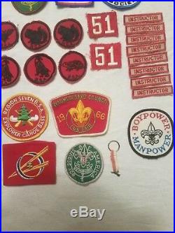 Vintage Boy Scout Sash with 25 Patches and 50 Various other Boy Scout Patches