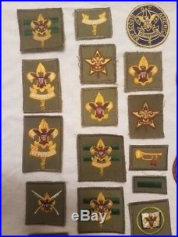 Vintage Boy Scout Sash with 25 Patches and 50 Various other Boy Scout Patches