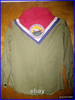 Vintage Boy Scout Uniform Shirt. Patches. Medallions. Neckerchief & slide