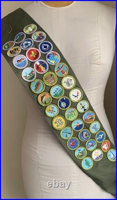 Vintage Boy Scout of America Sash Green 37 Merit Badges Patches Outdoors Cubs Vintage Boy Scout of America Sash Green 37 Merit Badges Patches Outdoors Cubs