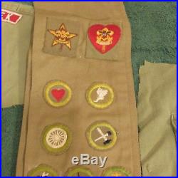 Vintage Boy Scout sash with merit badges, patches and belt
