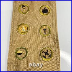 Vintage Boy Scouts America BSA Uniform Green Sash Badge with 18 Merit Badges Patch