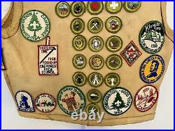 Vintage Boy Scouts BSA Merit Badges Scout Patches 1950s On Leather Vest