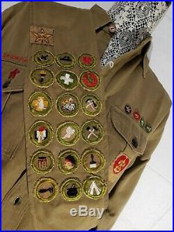 Vintage Boy Scouts Lot Patches/Badges, Shirt, ArrowithSash, Socks, Belt Buckles