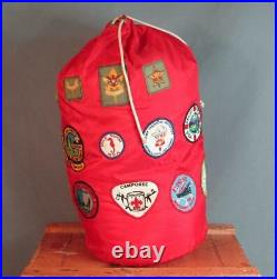 Vintage Boy Scouts Nylon Sleeping Bag Cover Great BSA Patch Collection Applied