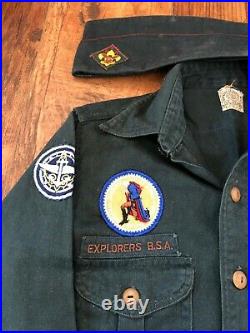 Vintage Boy Scouts Of America Bsa Short Sleeve Explorer Shirt With Patches