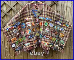 Vintage Boy Scouts Of America Poncho Blanket With 100+ Badges / Patches BSA