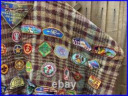 Vintage Boy Scouts Of America Poncho Blanket With 100+ Badges / Patches BSA