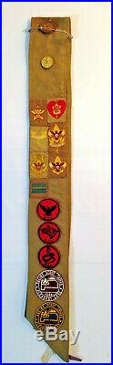 Vintage Boy Scouts Sash Merit Badges 1930s-1940s Era Patches, Pins, Medals, Camp