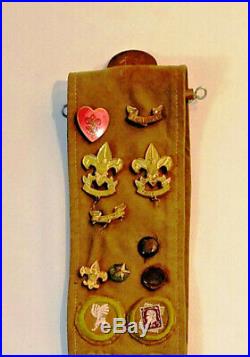 Vintage Boy Scouts Sash Merit Badges 1930s-1940s Era Patches, Pins, Medals, Camp