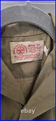 Vintage Boy Scouts Uniform Lot, 6 Shirts With Patches 2 Pants 2 Belts Neckercheif