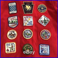 Vintage Boy Scouts Wool Shirt Jacket Coat Bull Valley Forge 1960s Large Patches