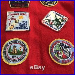 Vintage Boy Scouts Wool Shirt Jacket Coat Bull Valley Forge 1960s Large Patches