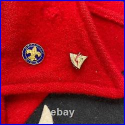 Vintage Boy Scouts of America Official Jacket Red Wool Pins Patches Order Arrow