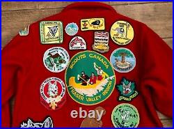 Vintage Boy Scouts of America Official Red Wool Jacket Lots of Patches Size 40