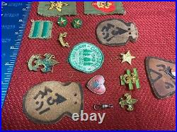 Vintage Bsa 1940's 1950's Lot Of 18 Patch Pins Leather Boy Scout 106a