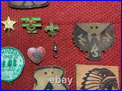 Vintage Bsa 1940's 1950's Lot Of 18 Patch Pins Leather Boy Scout 106a