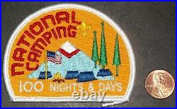 Vintage Bsa Boy Scout 100 Nights And Days National Camping Patch White Rare