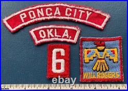 Vintage CAMP WILL ROGERS PONCA CITY OKLAHOMA Boy Scout PATCHES Troop 6 9 BSA OK