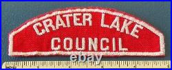 Vintage CRATER LAKE COUNCIL Boy Scout Red & White Strip PATCH BSA RWS Badge