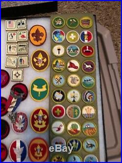 Vintage Eagle Scout Medal And Patches In Display Case
