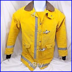 Vintage Firefighter Jacket Globe Fireman Army Duck Small Boy Scout Patch 1977