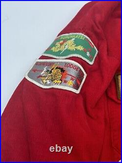 Vintage JC Penney Boy Scouts of America Red Wool Jacket with 36 Patches Size M