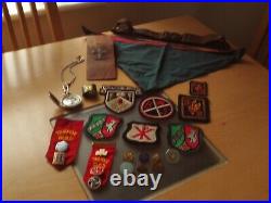 Vintage Joblot Boy Scouts/Girl Guides Scouting Scarf/Badges/Patches/Compass Etc