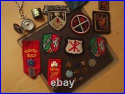 Vintage Joblot Boy Scouts/Girl Guides Scouting Scarf/Badges/Patches/Compass Etc
