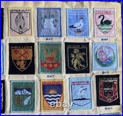 Vintage Lot Of New Zealand 48 Scout Patches Professionally Sewn On Cloth Rare