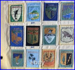 Vintage Lot Of New Zealand 48 Scout Patches Professionally Sewn On Cloth Rare