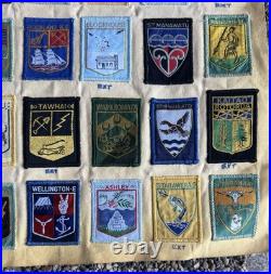 Vintage Lot Of New Zealand 48 Scout Patches Professionally Sewn On Cloth Rare