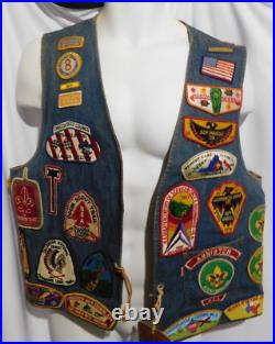 Vintage Lot of (50+) 70's & 80's Boy Scouts Patches Stitched on LEVI'S VEST