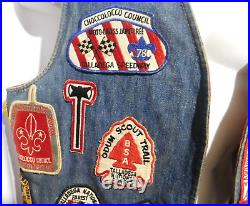 Vintage Lot of (50+) 70's & 80's Boy Scouts Patches Stitched on LEVI'S VEST