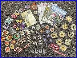 Vintage-Modern Lot (86) BSA Patches Scoutmaster Quartermaster Badges Magazines