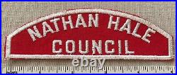 Vintage NATHAN HALE COUNCIL Boy Scout Red & White Strip PATCH RWS BSA CT Badge