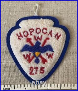 Vintage OA HOPOCAN LODGE 275 Order of the Arrow Chenille PATCH WWW PA Badge